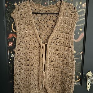 Elegant Tan Crochet Women Sweater